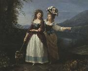 Carlo Labruzzi Aleksandra and Izabela Potocki taking a stroll near to lake Albano. oil on canvas